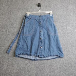 VTG Denim Pencil Skirt Womens 14 Blue Button Front A Line High‎ Casual Classic